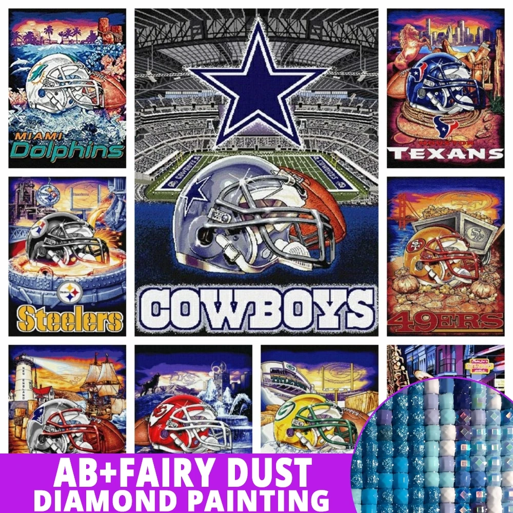 Fairy Dust AB 5D Diy Diamond Painting Cross Stitch Embroidery Mosaic American Football Poster Full Drill Home Decor Wall