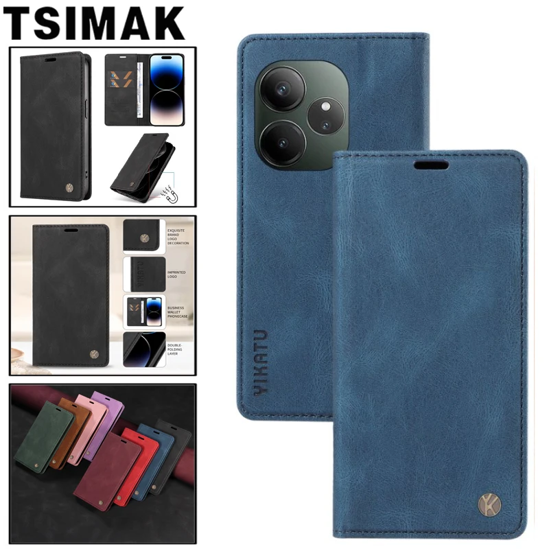 Custodia in pelle per Realme GT 6T Neo 6 SE Custodia magnetica Flip Portafoglio Coque per Realme C12 C15 C20 C21 C25s C30 C31 C33 C35 Fundas