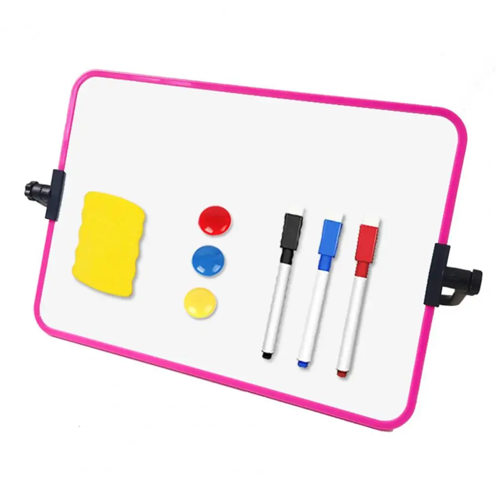 1 Set Magnetic Whiteboard with Bracket Pens Double Sides Memo Nntation Students Teachers Dry Erase White Board School