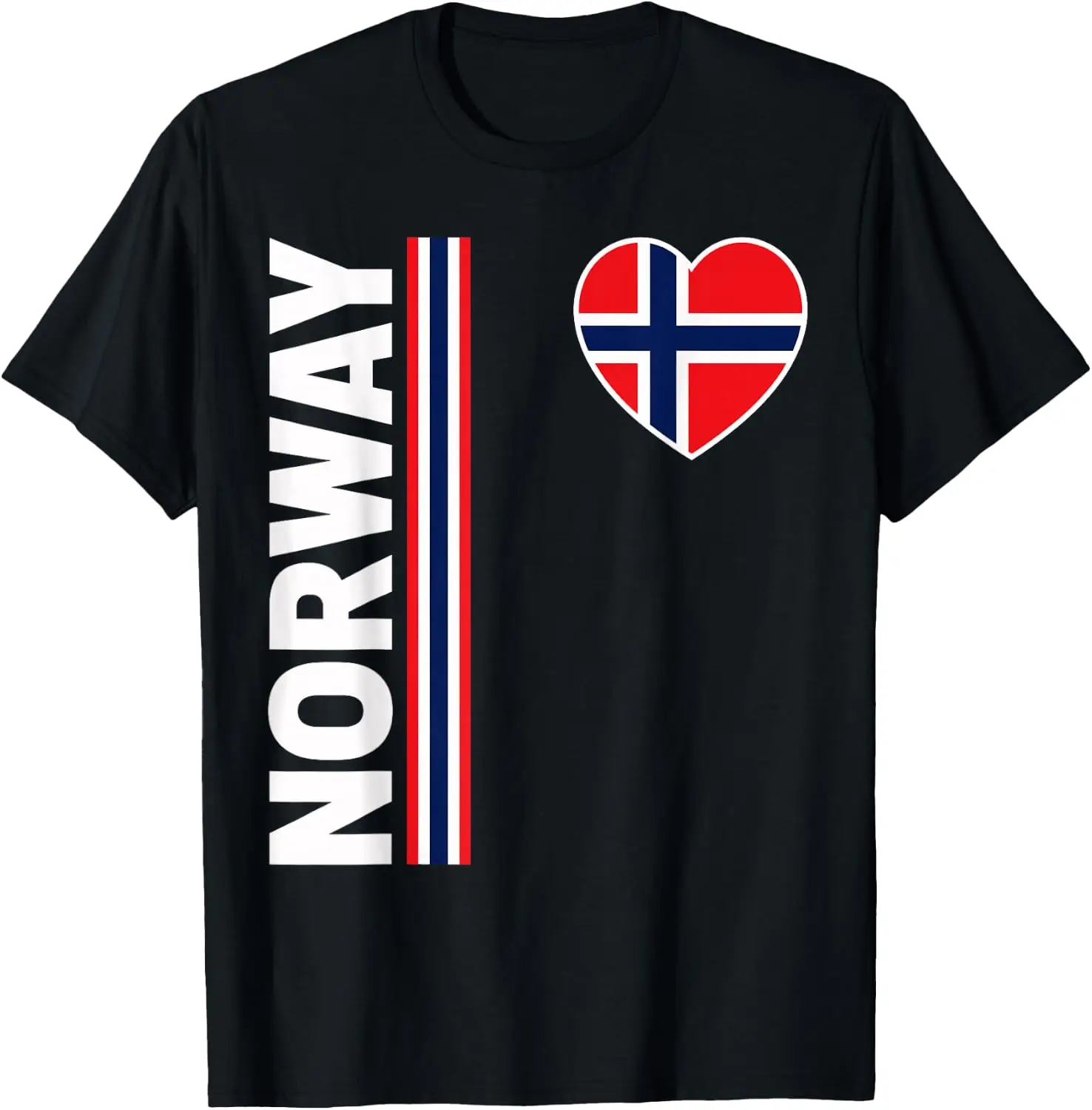 Norway Flag Heart Pride Nordic Patriotic Norge T-Shirt 100% Cotton Trendy Y2K Short-Sleeve Tee-Soft, Quick-Drying,