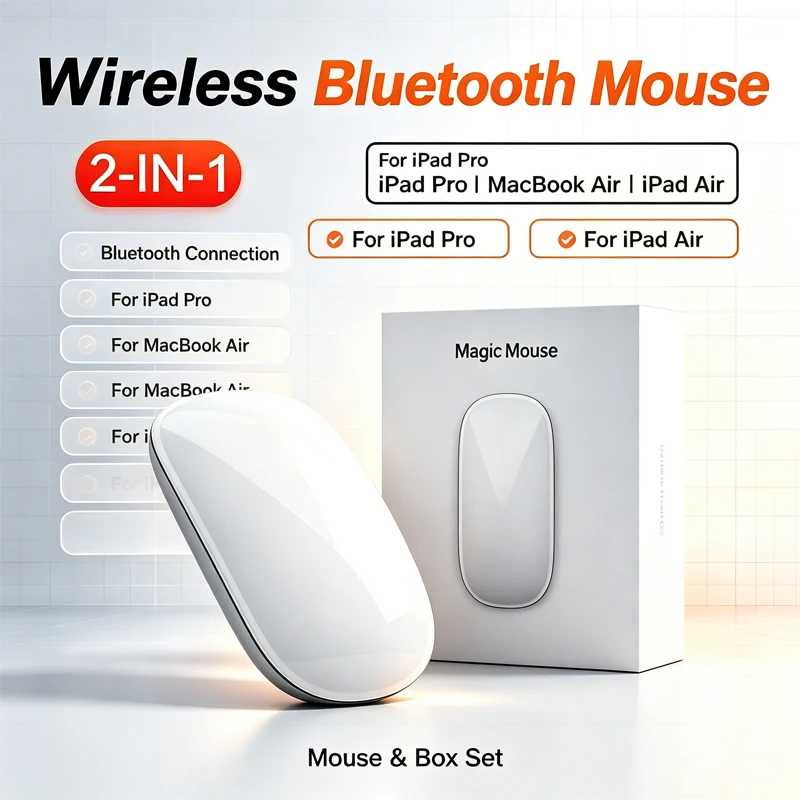 Original Mouse For Apple Wireless Bluetooth 5.0 Touch Magic Mouse Ultra Thin Rechargeable Slim Lightweight For MacBook Laptop
