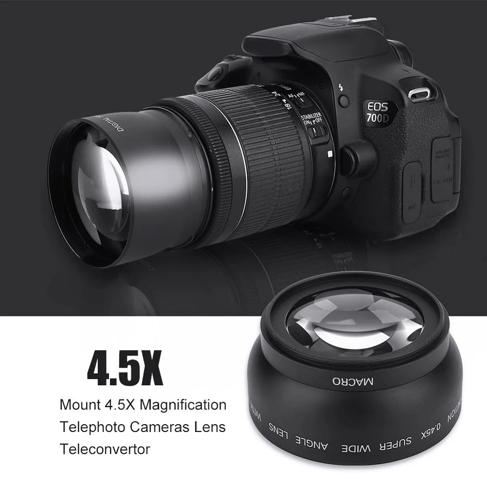 Mcoplus 0.45x Wide Angle Macro Camera Lens 49mm 52mm 55mm 58mm for Canon Nikon Sony 350D 400D 450D 500D 1000D 550D 600D 1100D