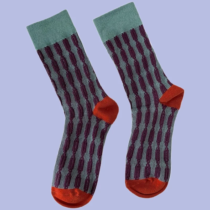 Chaussettes japonaises rétro en coton pour hommes, tube moyen, forêt torsadée, instituts tridimensionnels, nouveaux abonnés aux documents, 2/6 paires