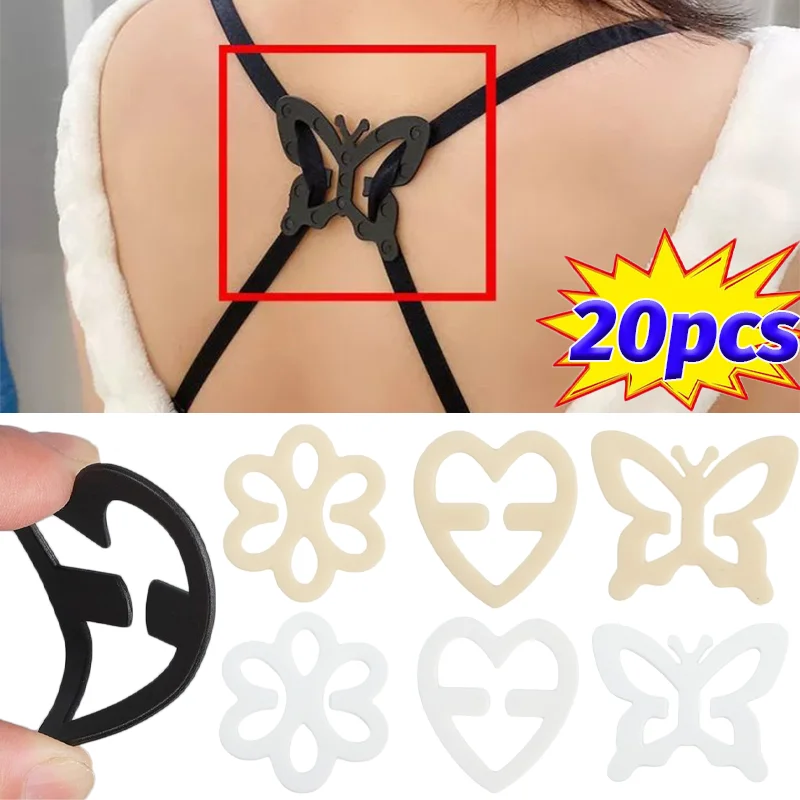 Fivelas invisíveis de sutiã para mulheres, coração, flor, forma de borboleta, roupa íntima, costas, acessórios femininos, porta-bracelete, novo