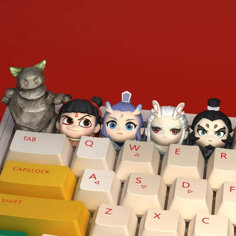 

New Nezha Theme Keycaps Set ShiJi Anime 3D Resin Artisan Key Caps Custom Original Handmade Keycaps for Mechanical Keyboard Gift