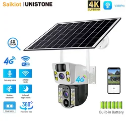 Saikiot V380 Pro 4G karta SIM podwójny obiektyw 4K 8MP WIFI kamera zasilana energią słoneczną CCTV bateria bezpieczeństwa akumulator V380 Pro kamera słoneczna