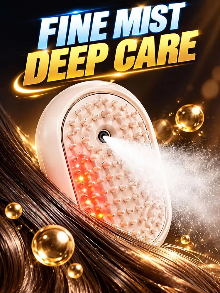 Rechargeable Spray Hair Comb Electric Smoothing Brush with Mist Function for Personal Hair Care and Styling