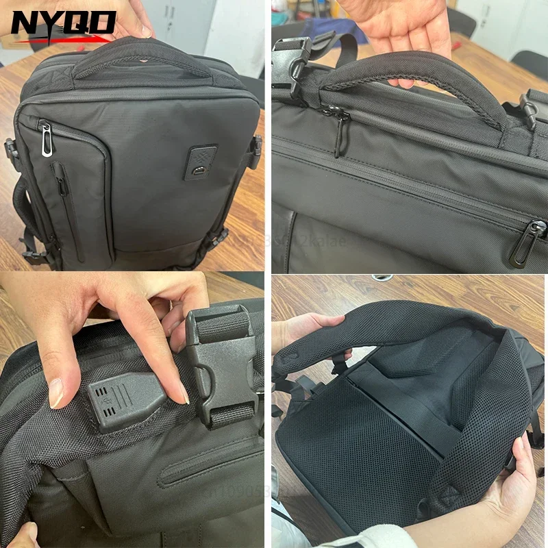 Large Capacity Expandable Airbag Backpack for Men Vacuum Storage Travel Backpacks 15.6 Inch Waterproof USB Laptop Business Bag