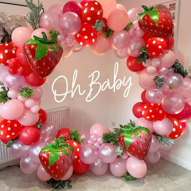 Fruit Cute Strawberry Aluminum Film Balloon Set Birthday Decoration Boy Girl Adult Woman Man Party Decorations Graduation