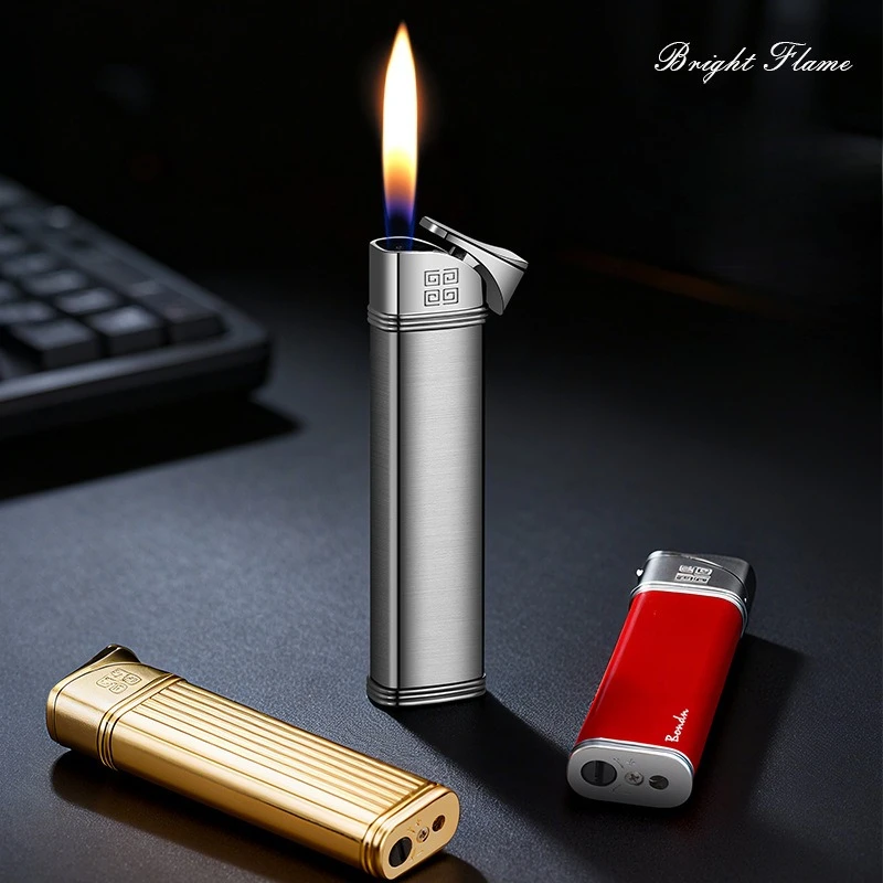 

Metal Mini Inflatable Lighter Windproof Direct Spray Flame Butane Gas Portable Outdoor Smoking Accessories Men's Smoking Gift