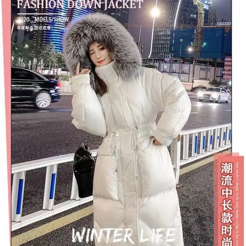 2024 Winter Dames Donsjassen Lange Casual Parkas Jas Puffer Jacket Dames Slank Verwijderd Katoen Warme Jassen Winddicht