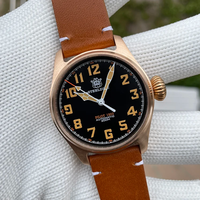Steeldive Men Automatic Watch 39mm Pilot CuSn8 Bronze Military Mechanical Wristwatch 20ATM Waterproof C3 Luminous Sapphire NH35