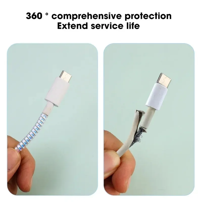 1.4M Spiral Charger Cable Cord Protector Line Decoration Winder Universal Anti-break Spring Protection Ropes for IPhone Samsung