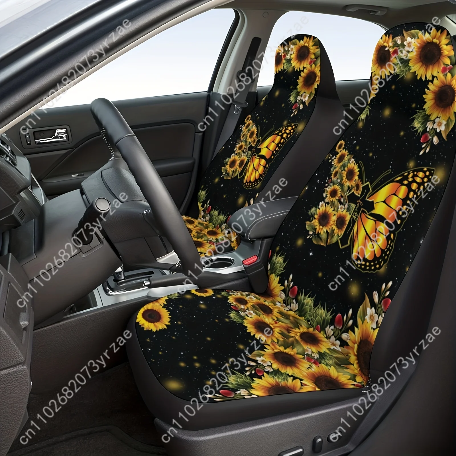 

Sunflower Butterfly Car Seat Covers Universal Environmentally Friendly Interior Decorations Comfortable Breathable Seat Covers