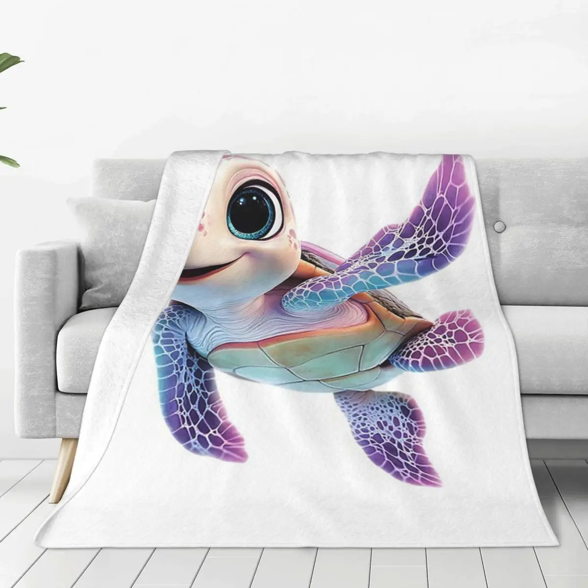 Turtle Smiling While Swimming Through The Ocean Blanket Flannel Sofa Throw Blankets For Couch Bedding Throws Bedspread Quilt