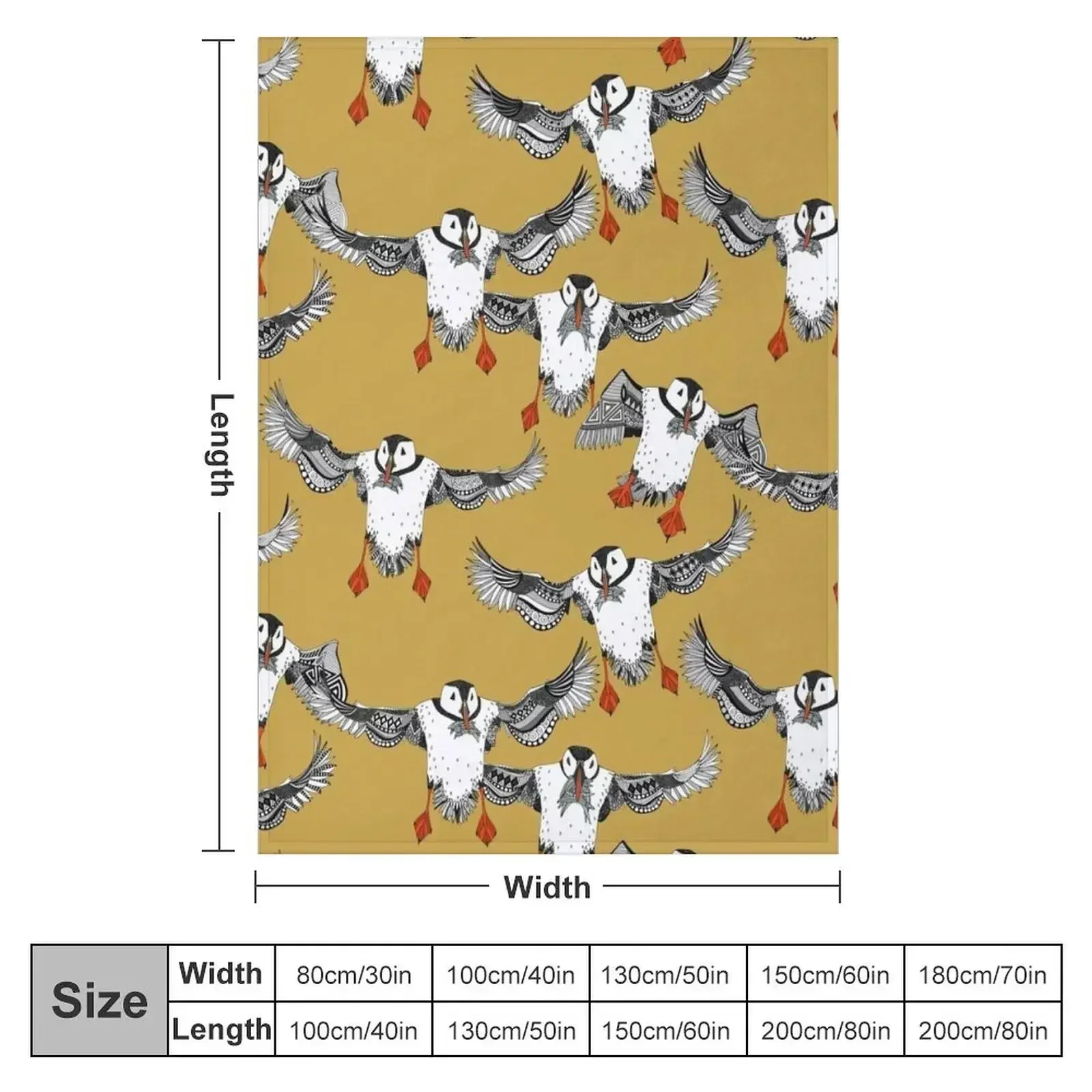 Atlantic Puffins gold Throw Blanket Personalized Gift Bed Blankets