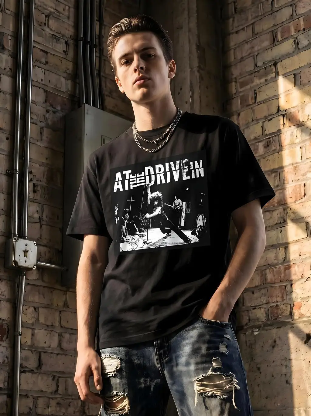 Vintage At The Drive-In T-Shirt Classic Post-Hardcore Band Print Casual Cotton Short Sleeve Tee for Men Women
