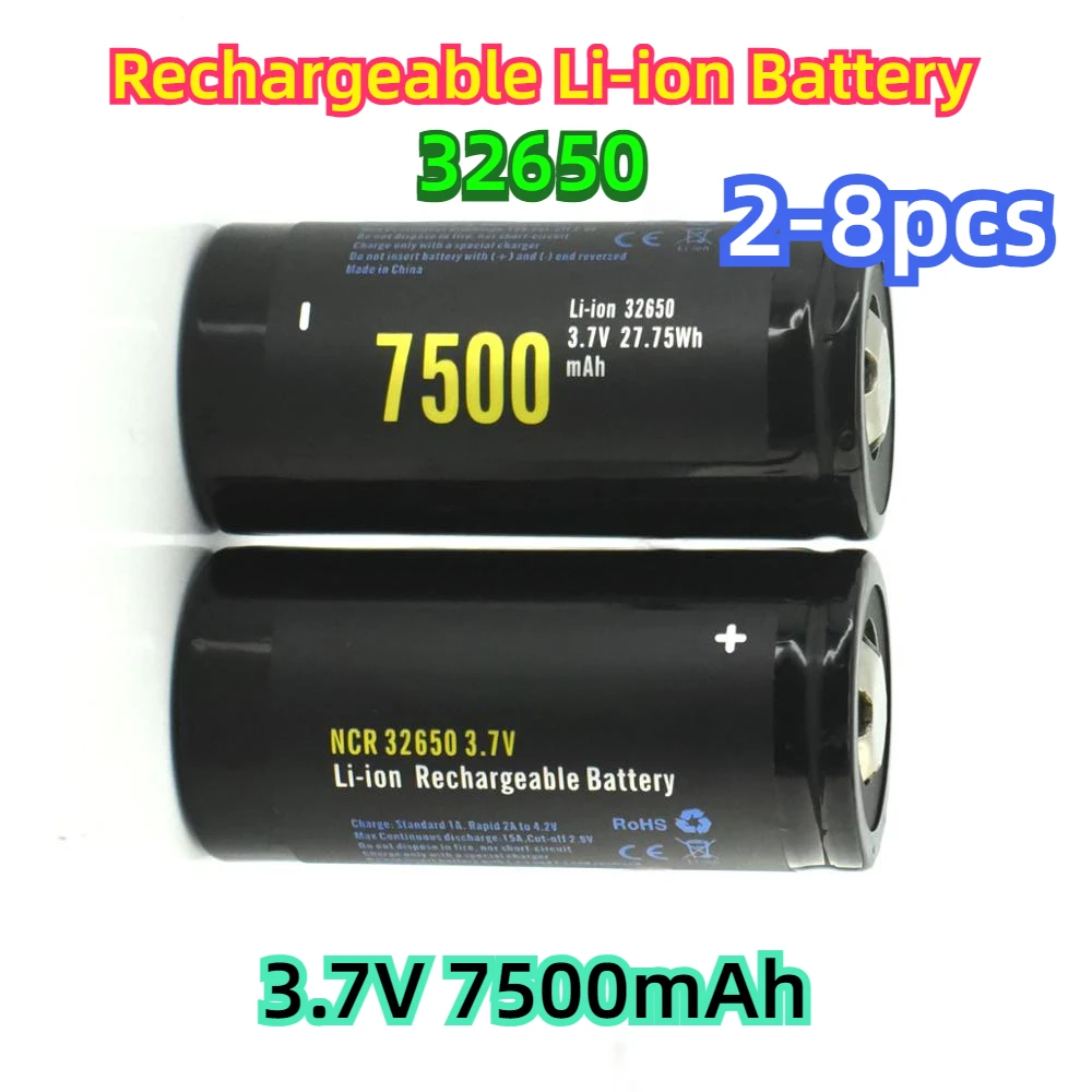 

Rechargeable Li-ion Battery 32650 3.7V 7500mAh 25A with PCB Protected Board