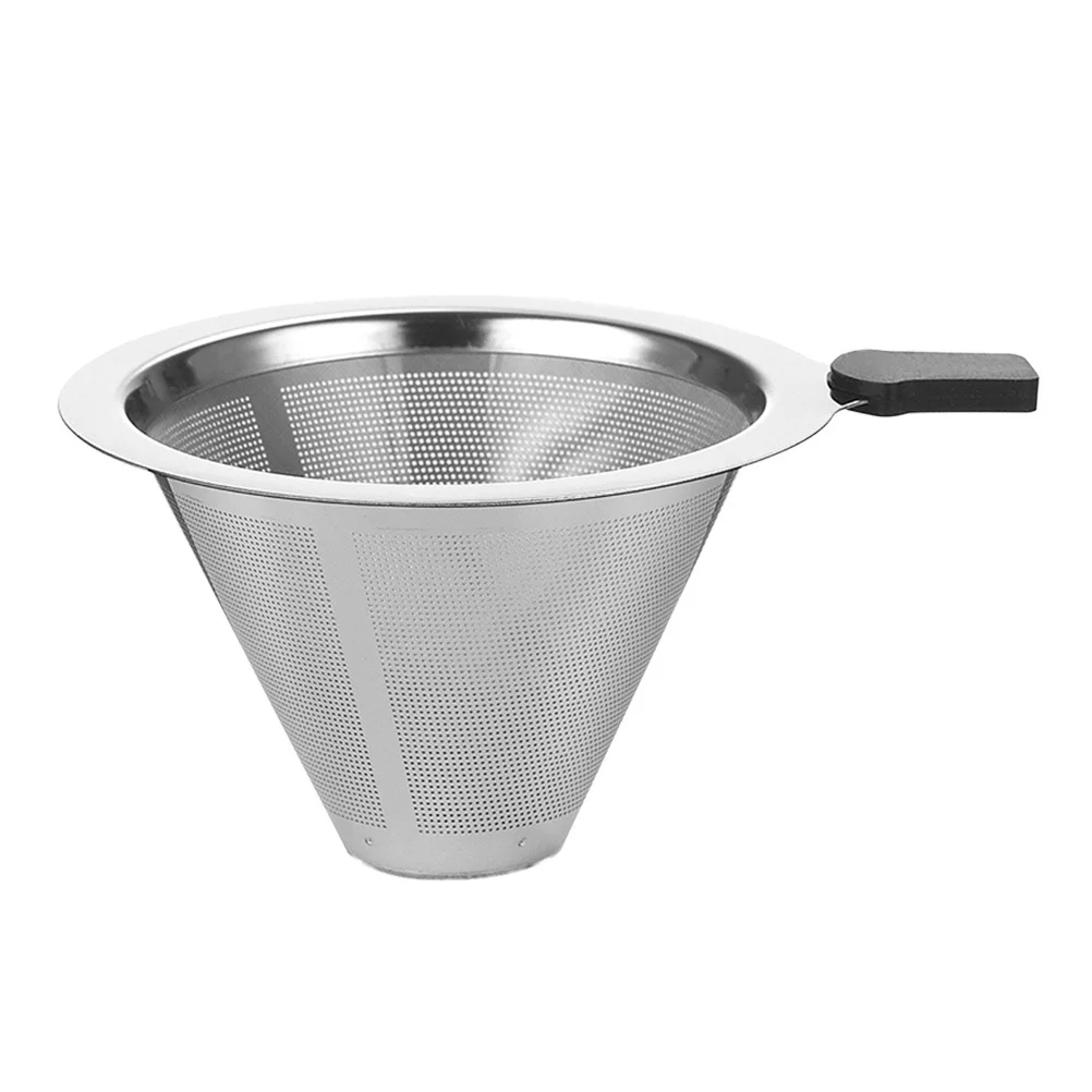 

Stainless Steel Coffee Filter Cone Shape Reusable Residue Sifter Rust Proof Sturdy Manual Infuser Easy Clean Coffee Tea Strainer