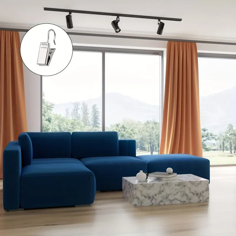 Silver Open-End Design Open Curtain Hooks, 97 pcs, Living Room Curtains, Strong Secure Grip for Living Room Curtains