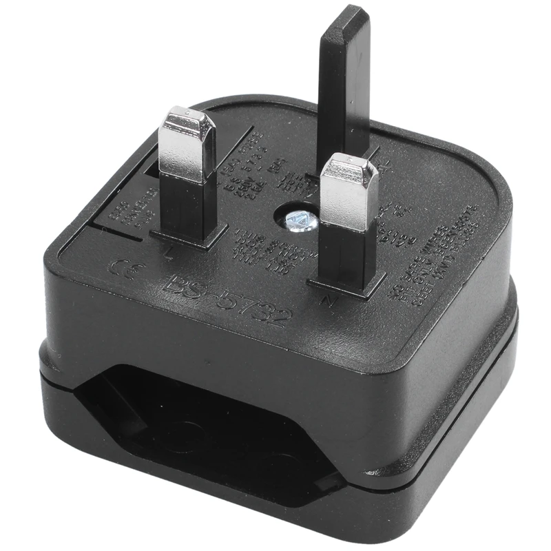 Euro 2 Pin To 3 Pin Converter Plug Adapter Black