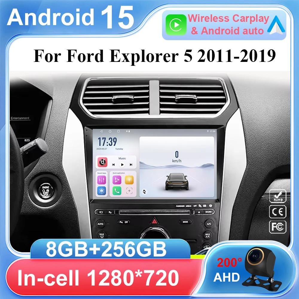 Carplay Android 15 para ford explorer 5 2011 - 2019 para reproductor Multimedia navegación GPS Wifi estéreo Android Auto Video No 2din