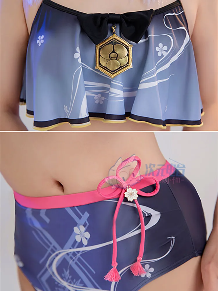 Imagem -05 - Kamisato Ayaka Swimsuit Jogo Genshin Impact Cosplay Traje Mulheres Anime Split Lovely Bikini Conjunto Sexy Roupa de Banho Tamanhos S-xl 2023