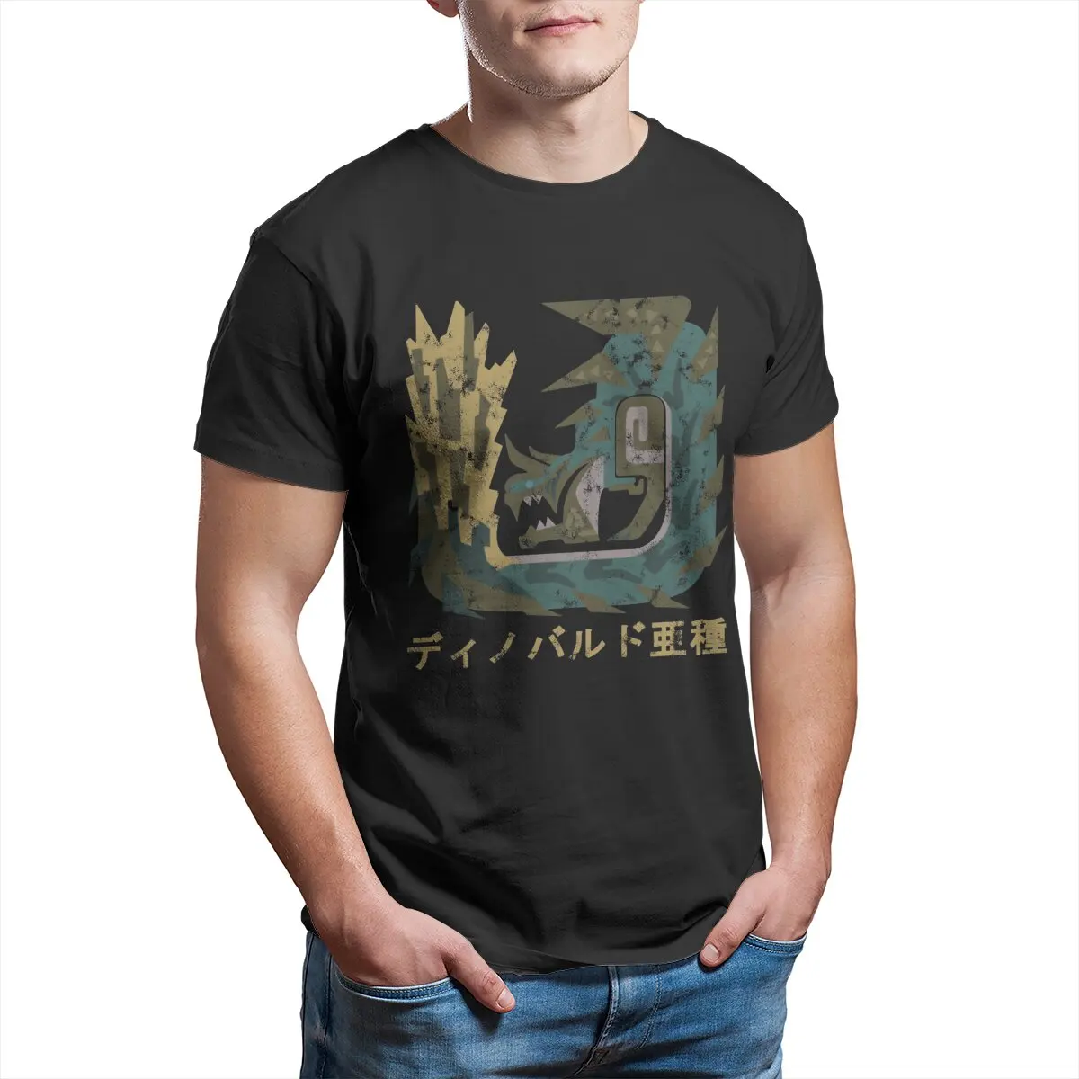 

Men Monster Hunter World Iceborne Acidic Glavenus Kanji Icon T Shirt 100% Cotton Clothing printed Summer T-Shirt