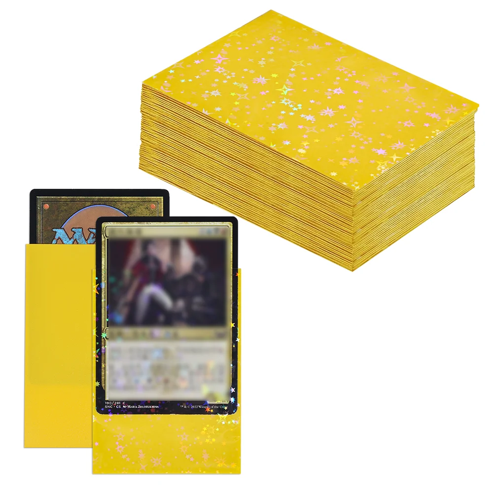 60 peças 66x91mm protetor de cartão de design flash em forma de estrela, protetor de cartão brilhante para id, passagens escolares, fotos e cartões de jogos