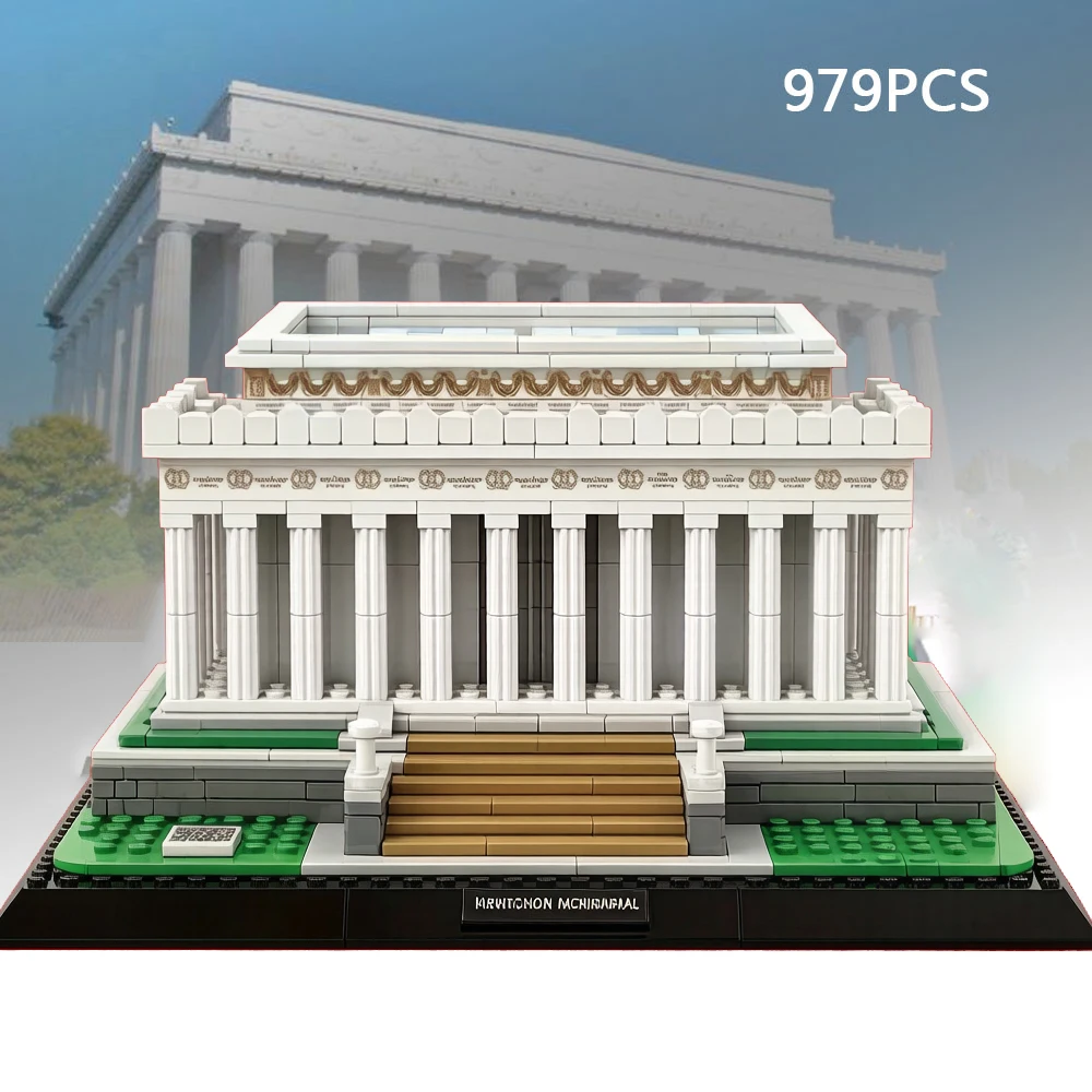 

America Modern Architecture United States Washington Lincoln Memorial Building Block Model Sets Brick Construction Toy For Gift