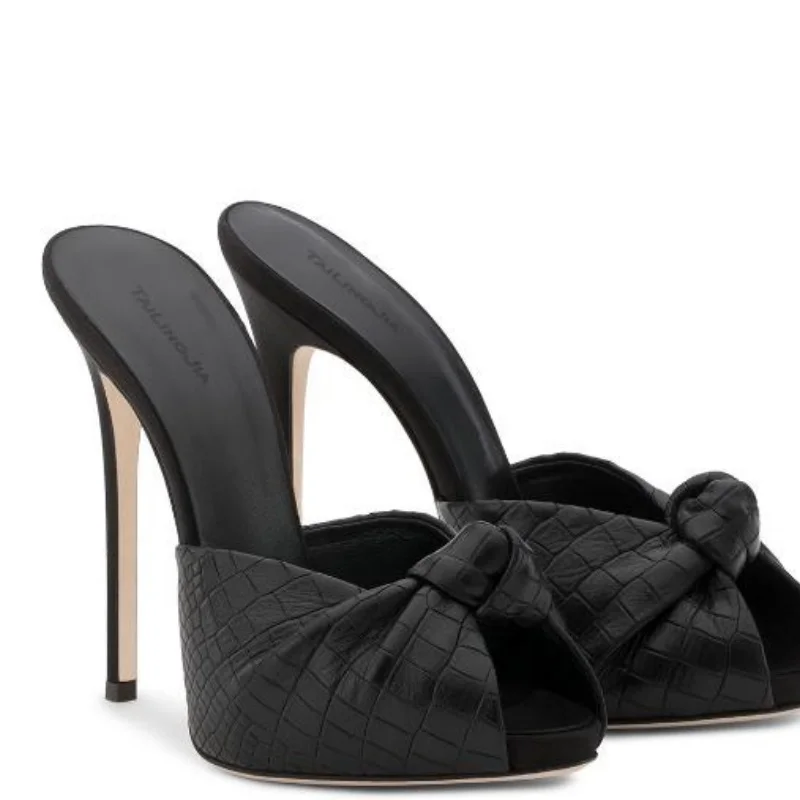 

Fish Mouth Toes Shoes for Womens Sewing Lines High Heels Suede Female Slippers Solid Tacones Velvet Zapatos Mujer Pleated Femme