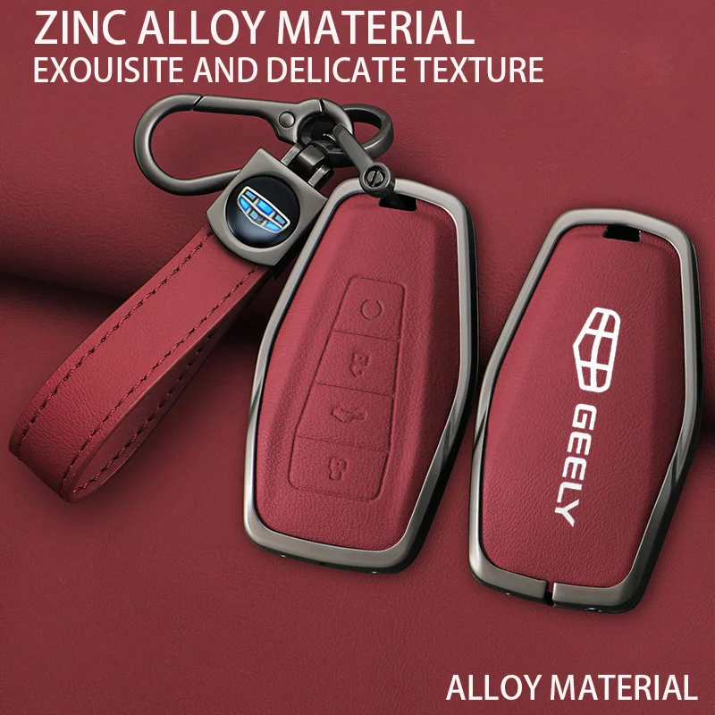 

Zinc Alloy Car Key Case Cove Holder For Geely Coolray X6 Emgrand Global Hawk GX7 X50 X70 X7 EX7 GC9 Remote Keychain Accessorie