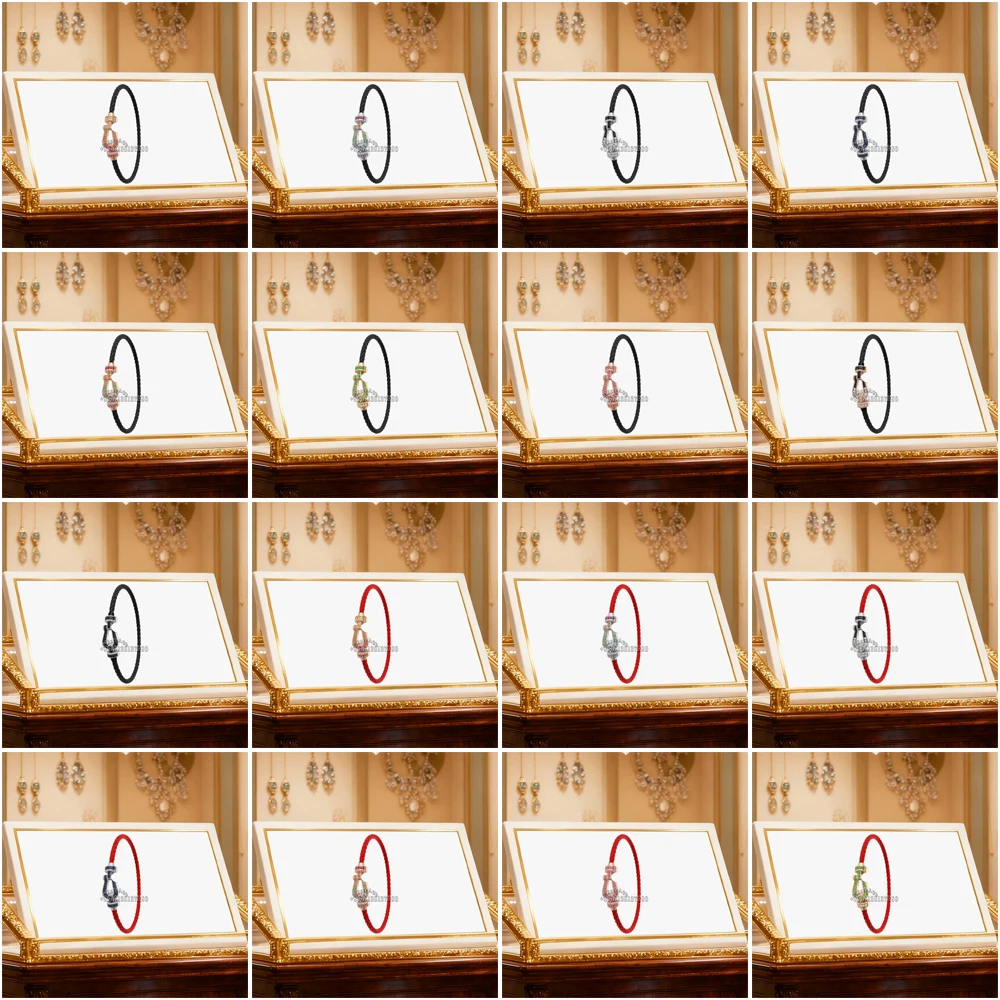 

Gryan 2025 New M Size ColorZircon Horseshoe black Nylon Bracelet female Suitable Daily Wear Party Gifts Luxurious Couple Jewelry