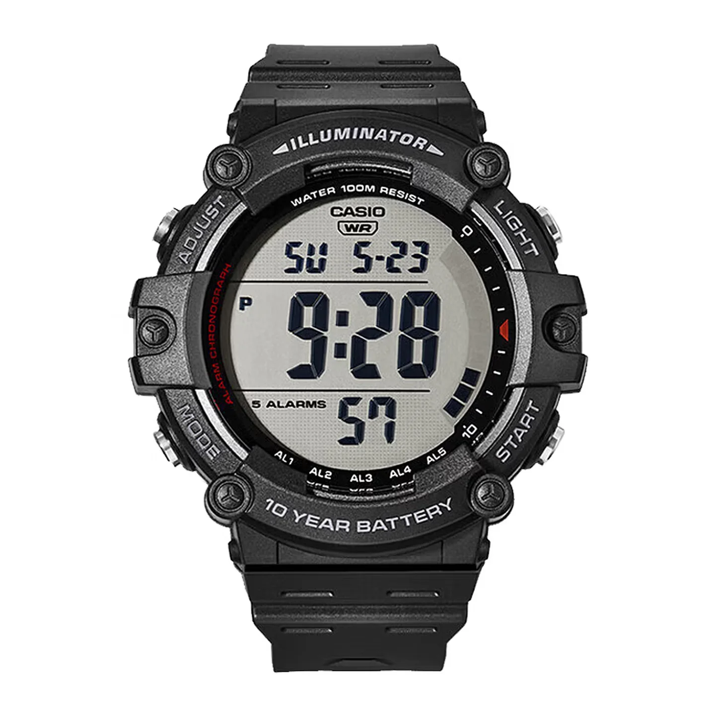 Casio AE1500WH Series | 10-Year Battery | LED Backlight | 5-Alarms | 1/100 Sec Stopwatch | Men's Digital Watch