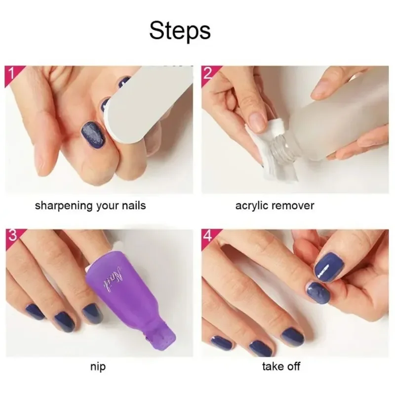 5/10pc Plastic Nail Art Soak Off Cap Clip UV Gel Polish Remover Wraps Nail Polish Remover Clips Nail Cleaner Degreaser Art Tools