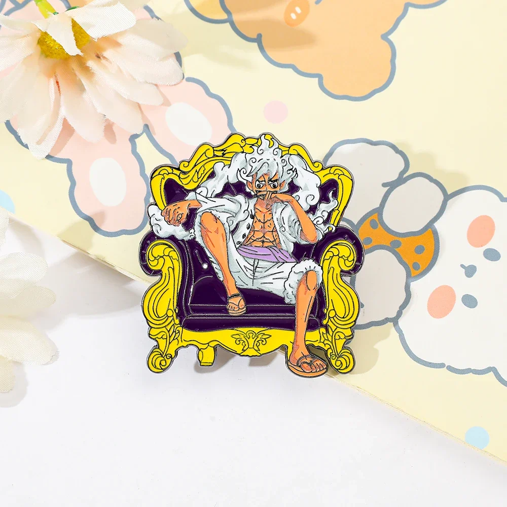 1 Pc Cartoon Brooch Funny Handsome Gear Fifth: Sun God Nika Enamel Pin Metal Badge Jewelry Clothing Backpack Accessories Gift