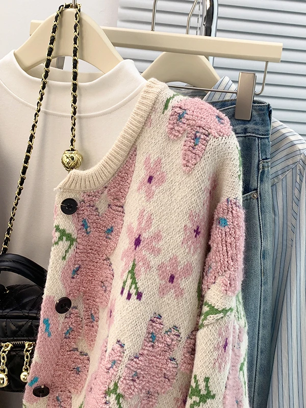 Thiened 캐주얼 니트웨어 아우터웨어 라운드 넥 다용도 대형 사이즈 루즈핏 가을 겨울 신상 여성 패션 스웨터...