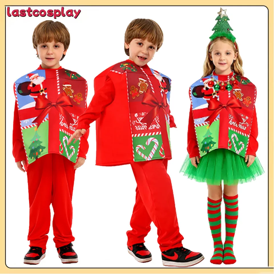 Disfraz de Navidad para niños y niñas, disfraz de Navidad para niños, puesta en escena, sombrero de Navidad, mono con barba, ropa, traje de fiesta de Halloween
