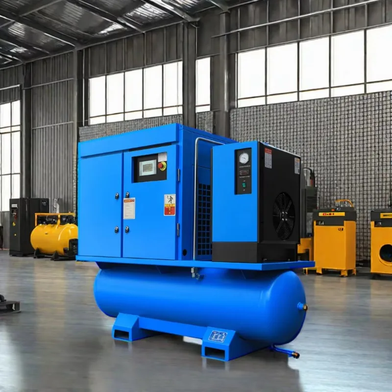 All In One Screw Air Compressor 7.5kw 11kw 15kw 22kw 30hp Working Pressure 8bar 10bar 12 Bar 16bar With Tank With Dryer For Sale
