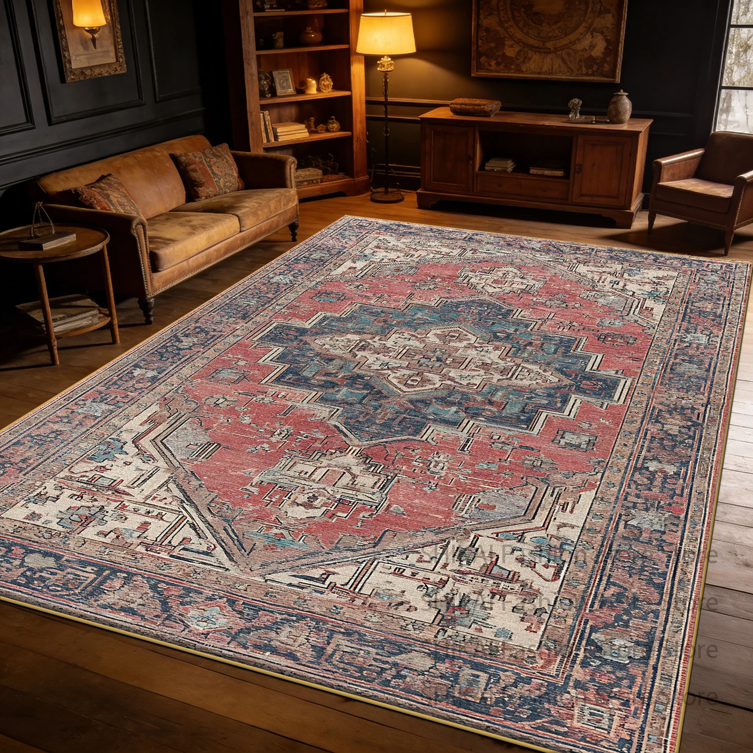 Light Brown Vintage Persian Large Living Room Carpet Decoration Home Easy Clean Soft Rug Easy Cleaning Fluffy Coffee Tables Mats