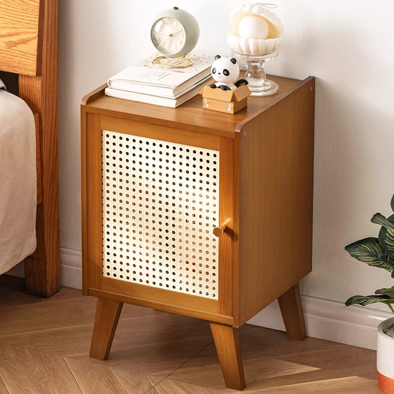 Modern Bedroom Bedside Cabinet, Simple Bedroom Storage Cabinet, ABS Grid Cabinet Door, Strong Door Stopper, Nightstand
