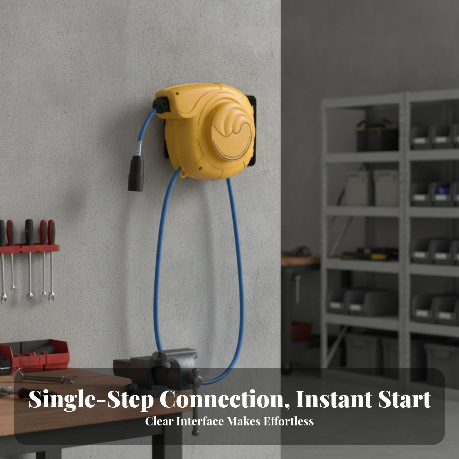 Retractable Air Hose Reel Enclosed Housing Automatic Air Hose Reel Hardware Tool Braided Metal Fittings for Garage