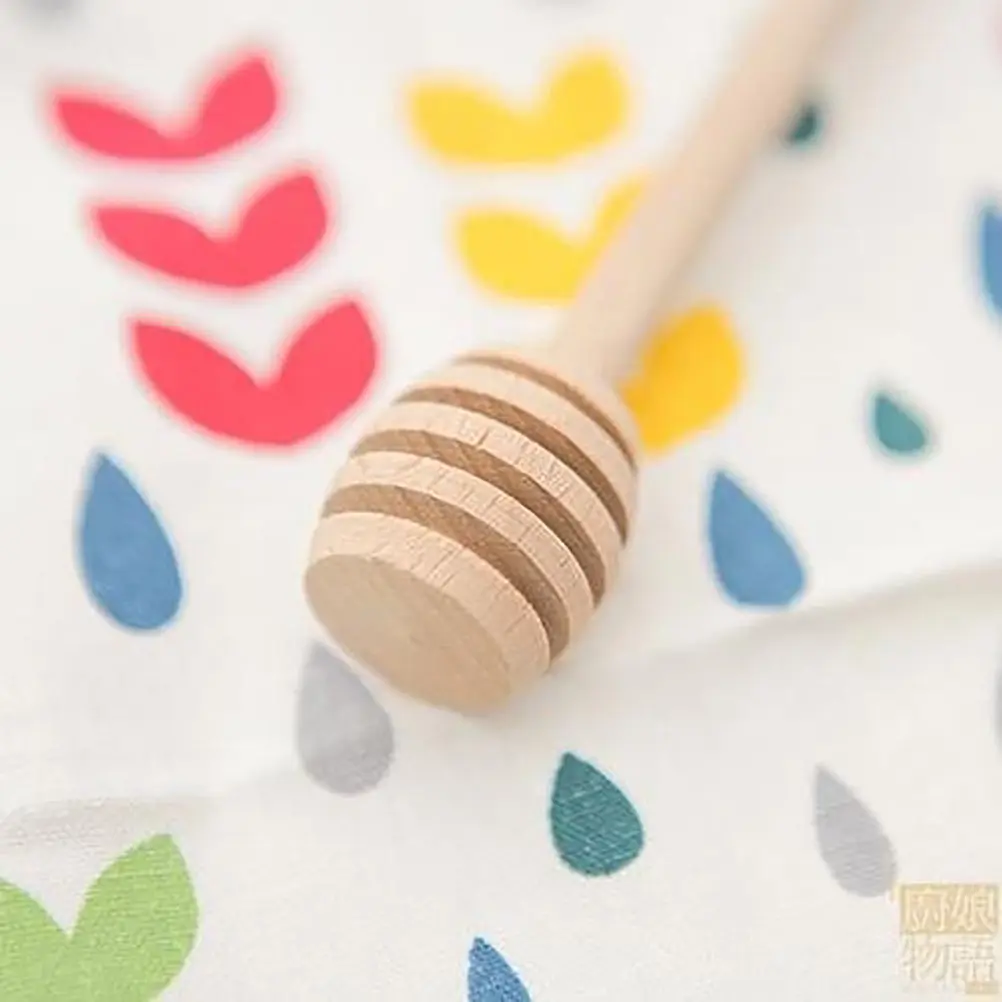 2Pcs Wooden Honey Stirrer Dippers Deep Groove Design for Honey Jar Syrup Drizzling Rods Kitchen Gadgets Wooden Stirrer