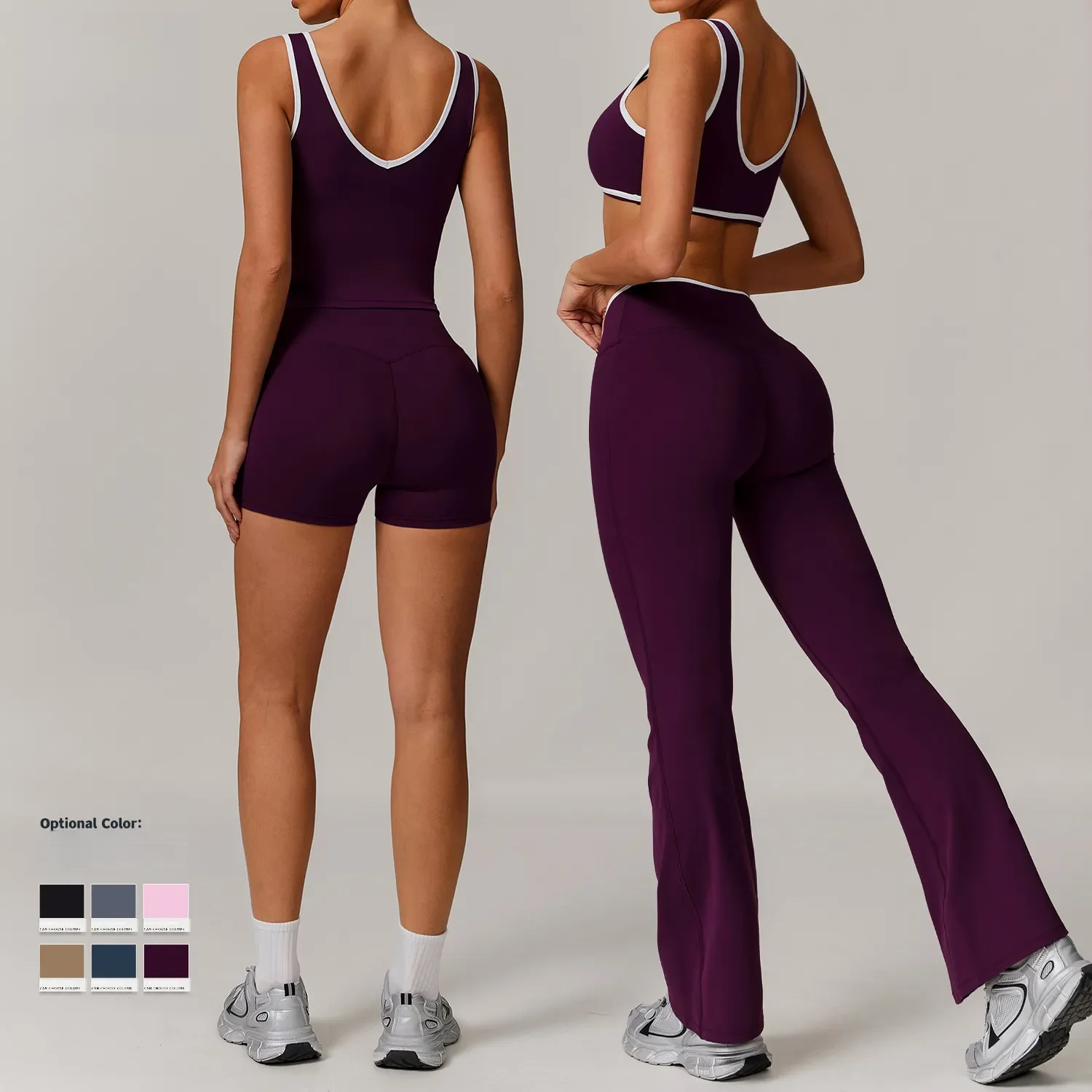 High-waist sports suit for women. A color-blocked and form-fitting long pants suit, suitable for running, fitness and yoga.