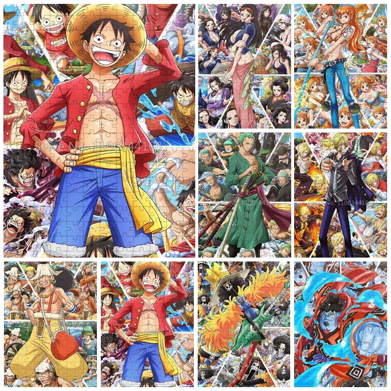 300/500/1000 Pieces Japan Anime Jigsaw Puzzles One Piece Wooden Puzzle for Adults Decompressing Assemble Game Kids Handmade Toys