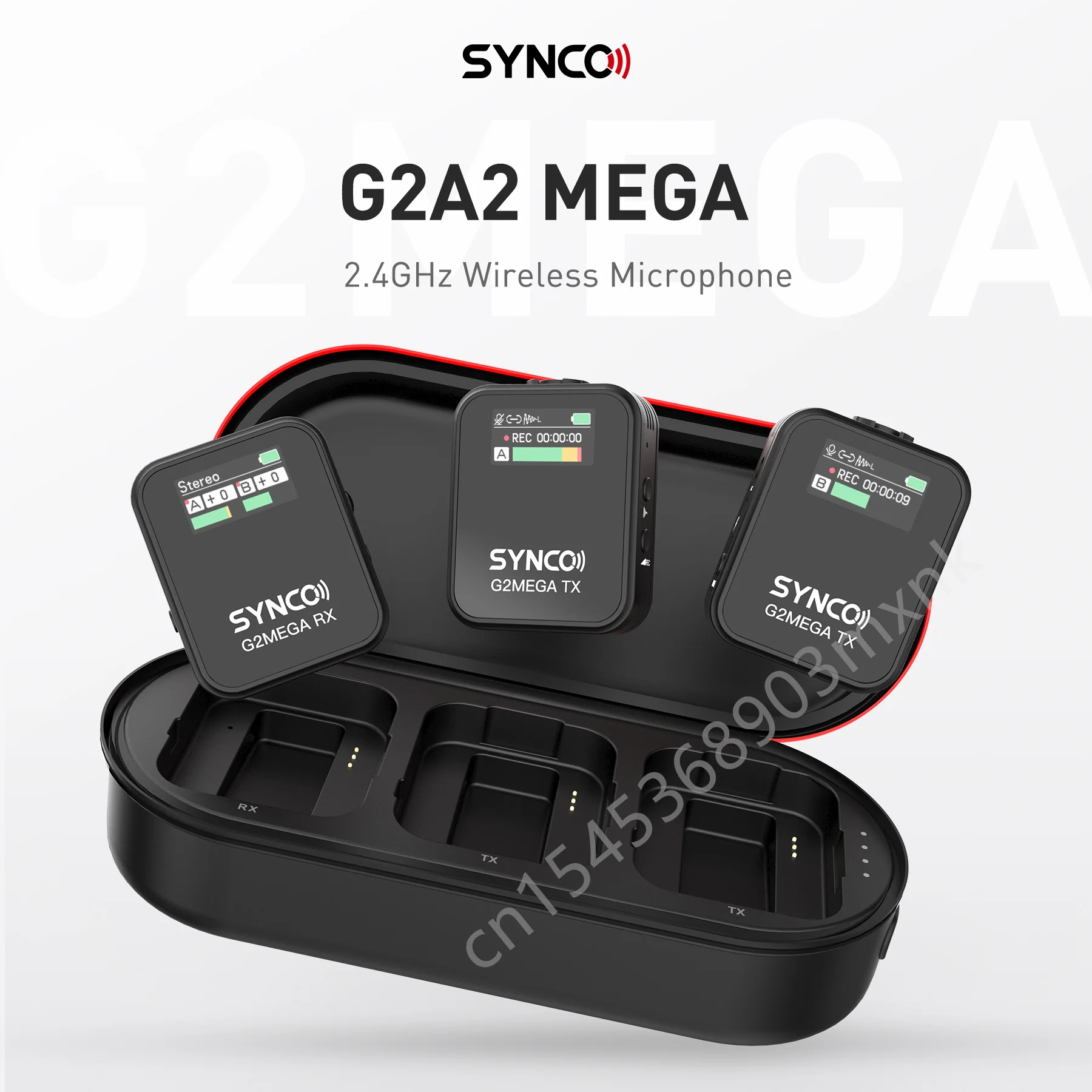 Microfoni Wireless SYNCO G2 Mega per riprese con custodia di ricarica trasmissione Wireless da 200m cancellazione del rumore con un clic 2.4GHz