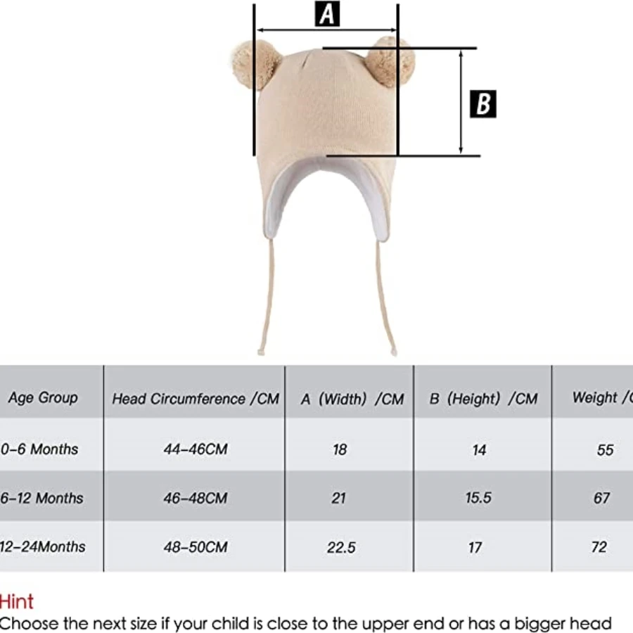 LANGZHEN لطيف بوم بوم بابيس الشتاء قبعة الرضع إيرفلاب متماسكة قبعة دافئة للبنين بنات طفل أطفال صوف مبطن قبعة صغيرة