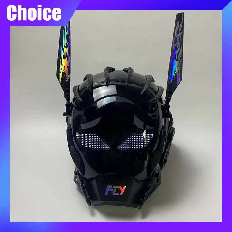 

Cyberpop Punk Mask Cosplay Mechanical Helmet App Controls Animated Text Display Screen Mask Role Play Bar Party Comic-Con Props