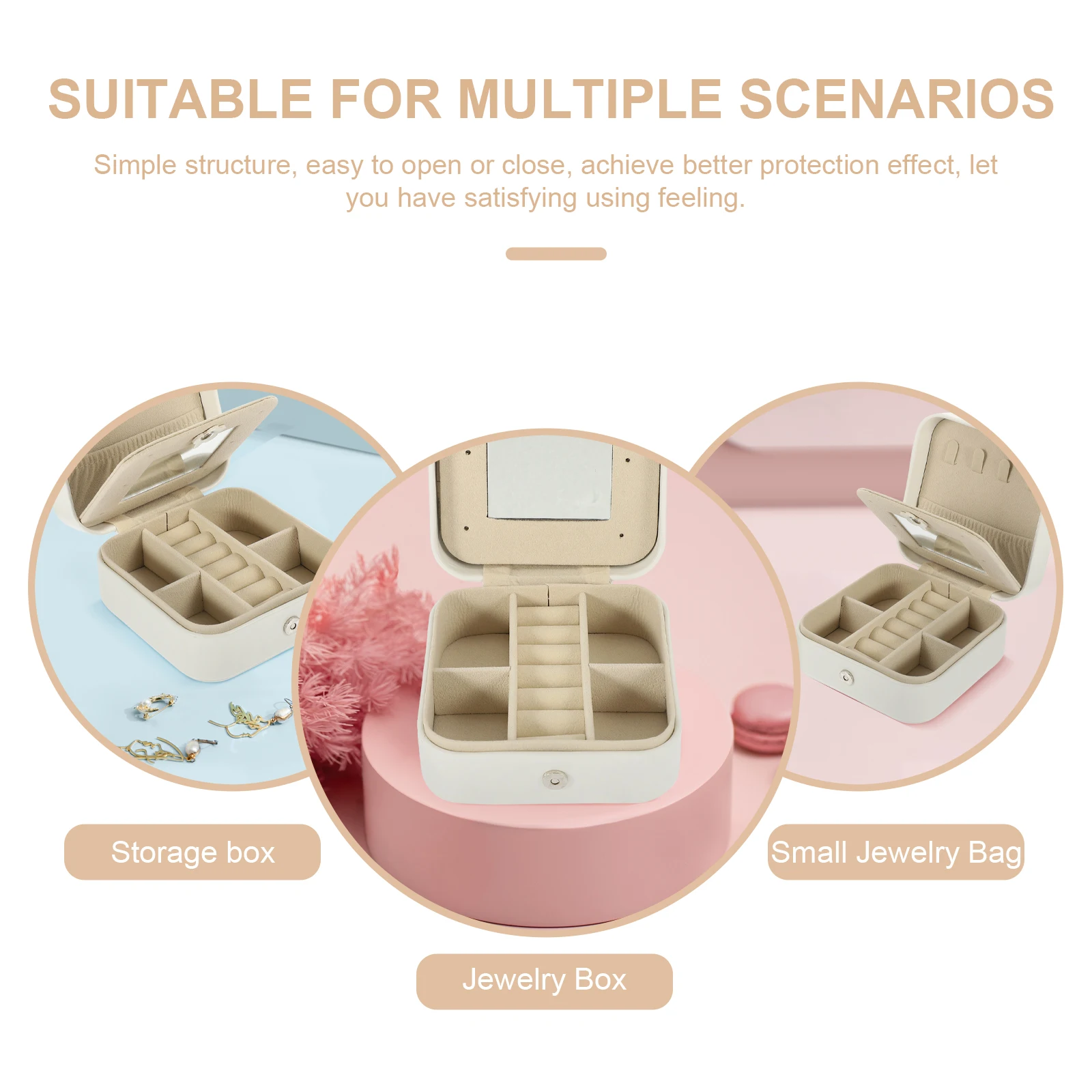 

Jewelry Box For Necklace Bracelet Earrings Storage Organizer Portable Travel Case Desktop Trinket Container Jewelry