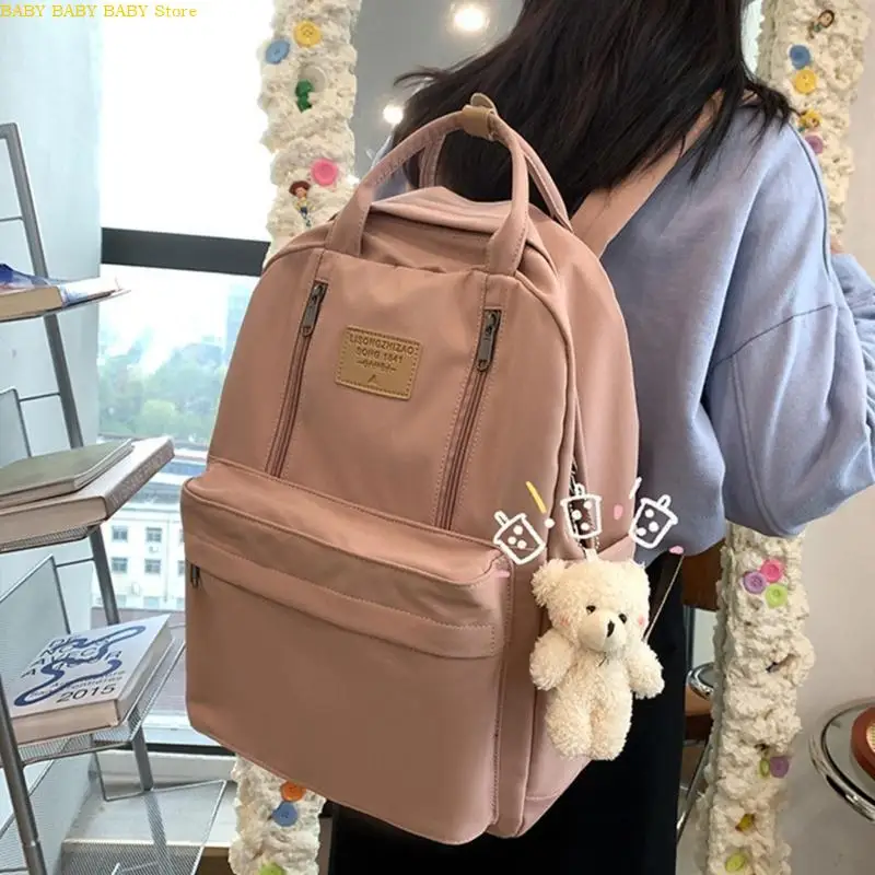 Q81A 패션 학교 책가방 나일론 백팩 노트북 여행 데이 팩 십대 소녀 대학 대용량 학생 학교